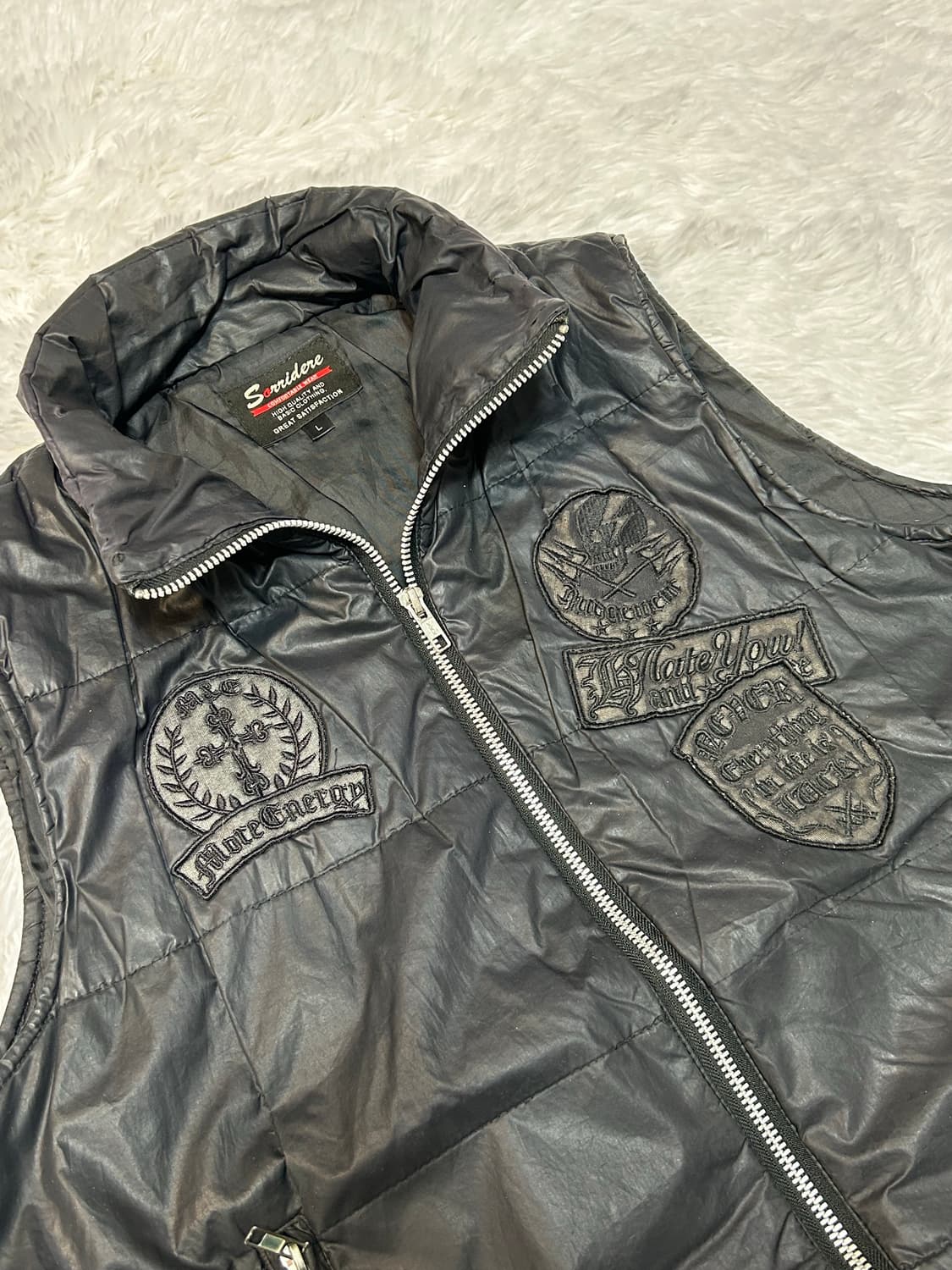 punk y2k padded patch detailed vest 상품이미지2