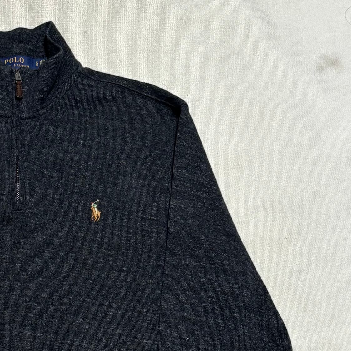 S 폴로랄프로렌 멀티 포니 코튼 챠콜 반집업 니트 상품이미지1