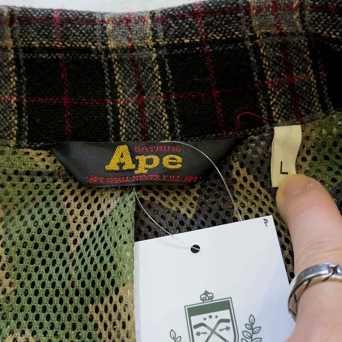 90s 베이프 울 트위드 체크 자켓 상품이미지5