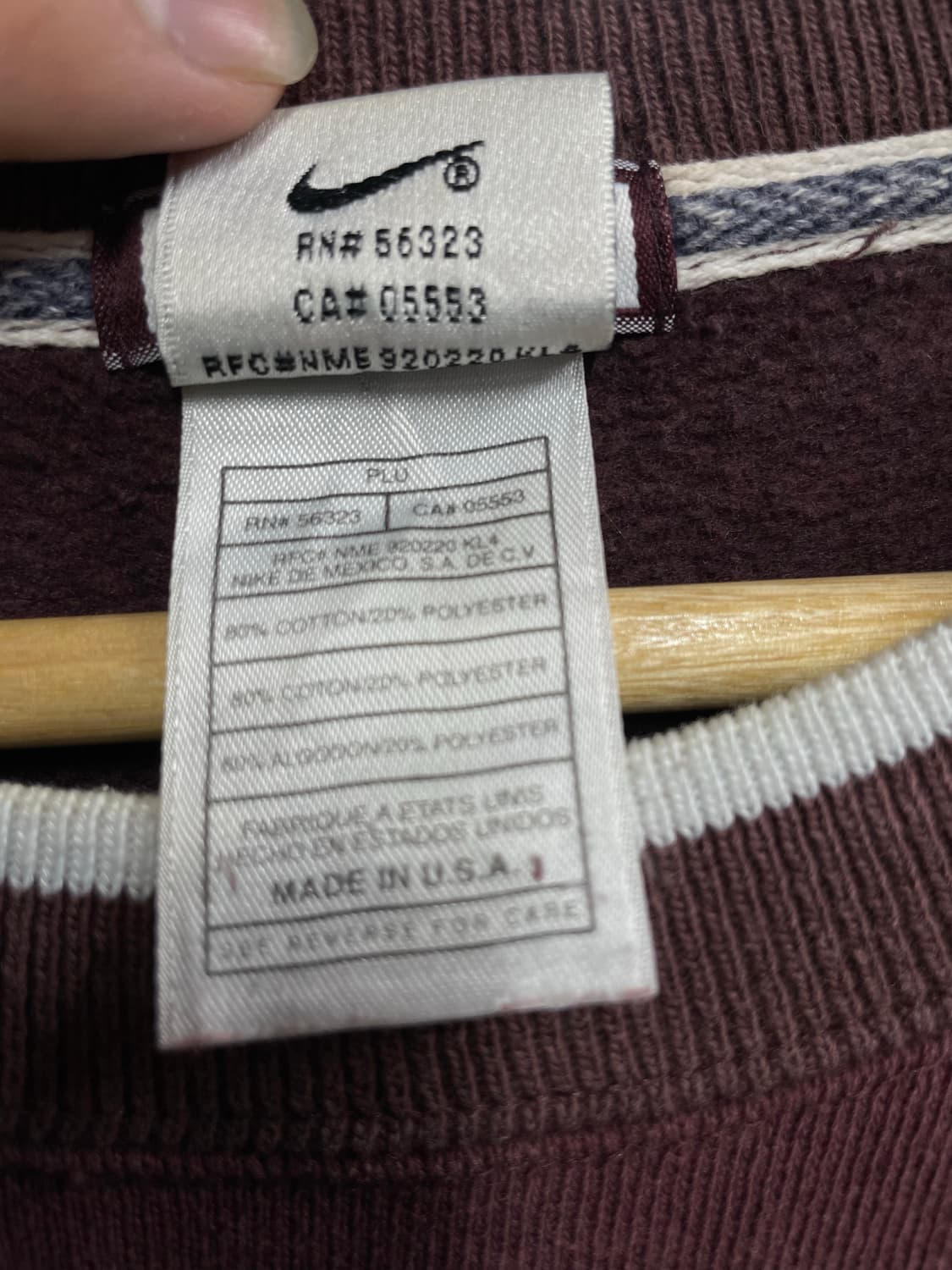 XXL 나이키 버건디 빅스우시 맨투맨 상품이미지3