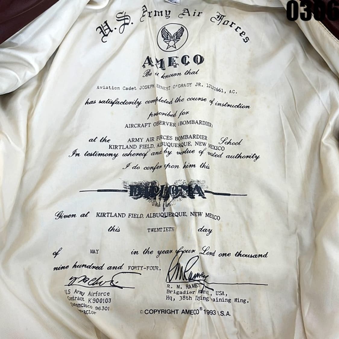 미 공군 A-2 타입 항공점퍼 레더 플라이트 자켓 M 0306 상품이미지9