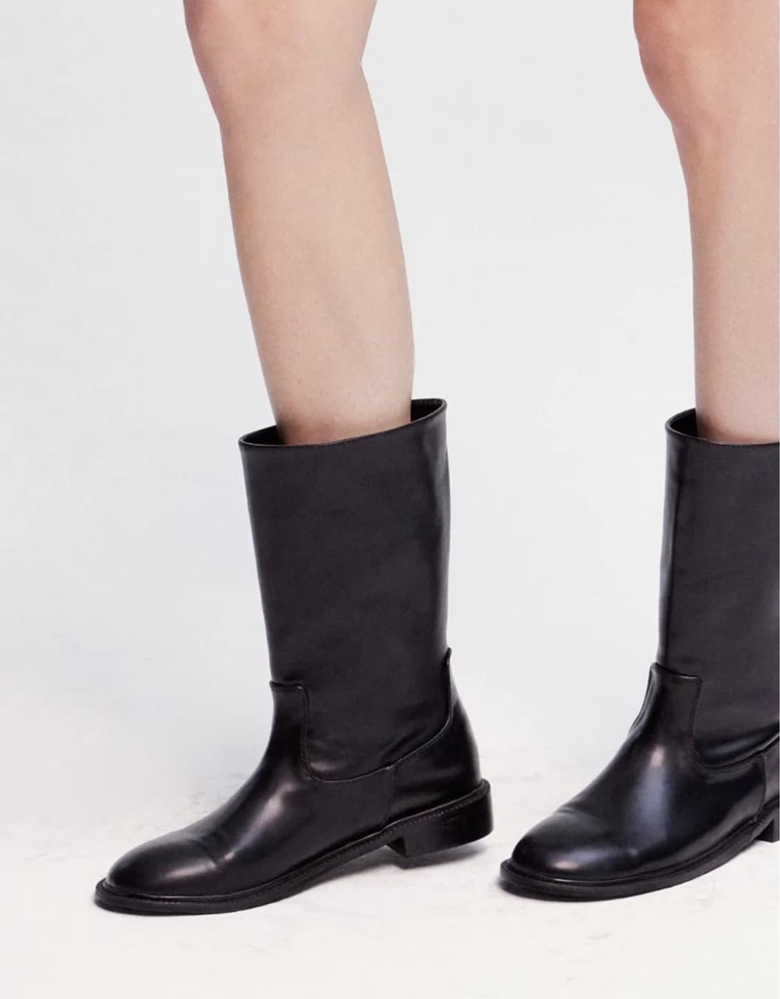 코모레비 뮤지엄 핸드메이드 와이드 클래식 미들 부츠 상품이미지1