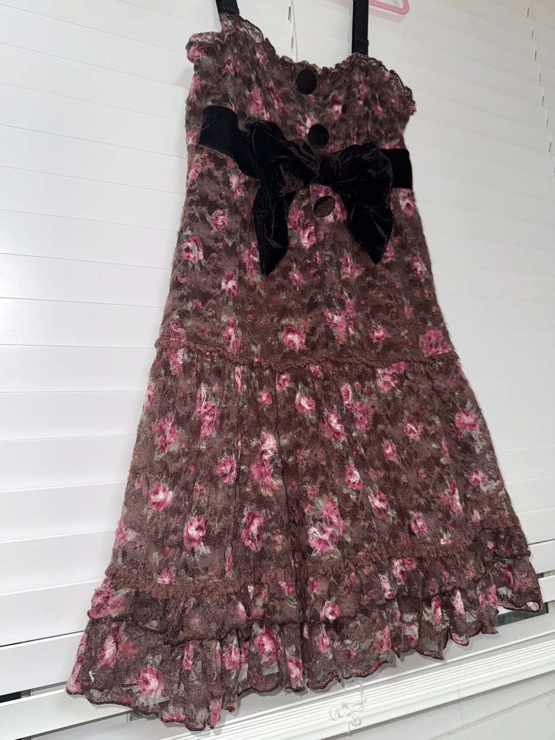 리즈리사 초코 플로럴 리본 레이스 원피스 큐롯 히메갸루 라떼갸루 플라워 상품이미지2