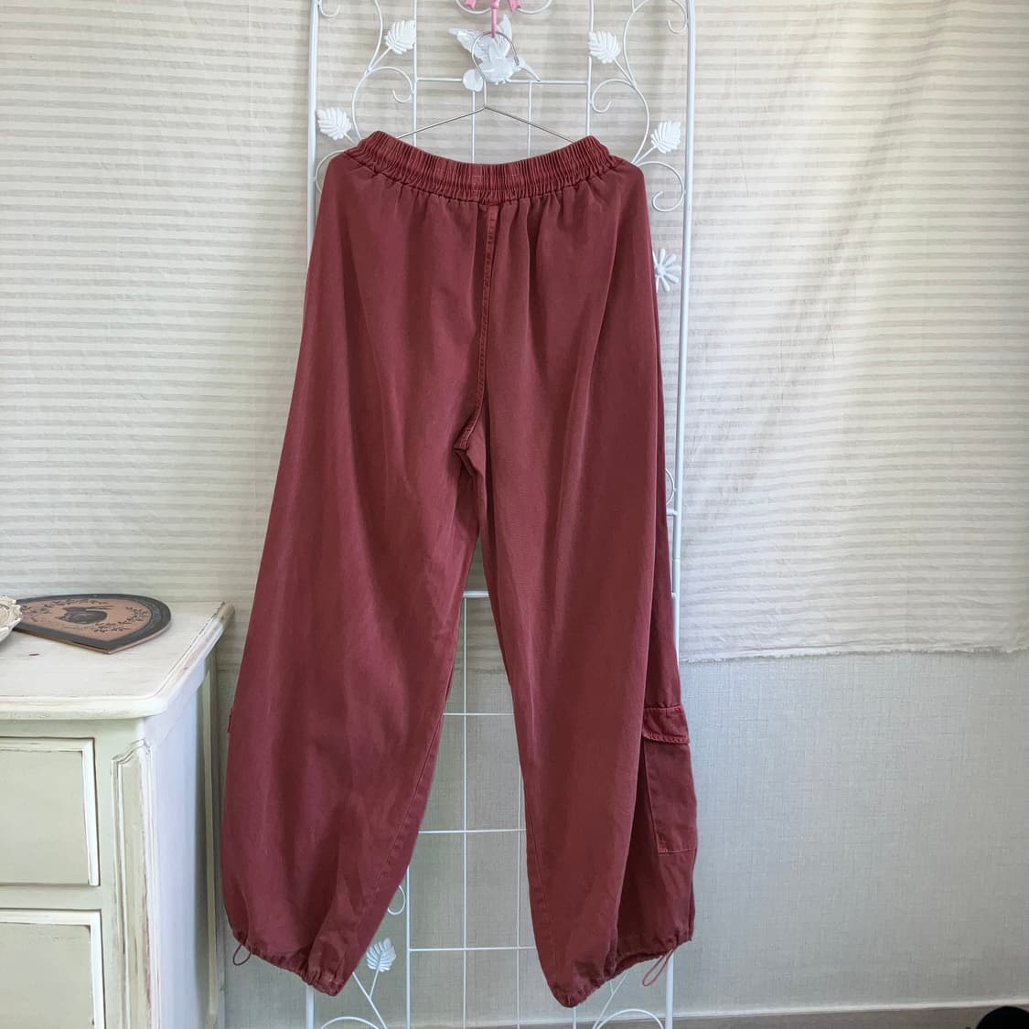 빈티지 레드와인 카고 스트링 팬츠 y2k 스트릿 갸루 펑키 상품이미지2