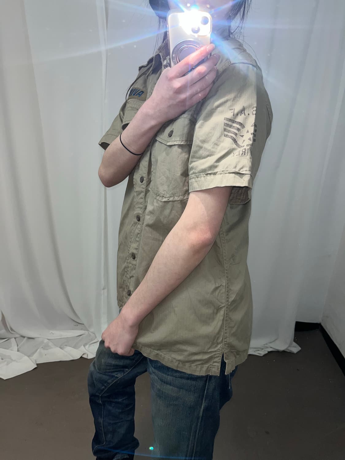 Avirex 베이지 Y2K 셔츠 상품이미지4