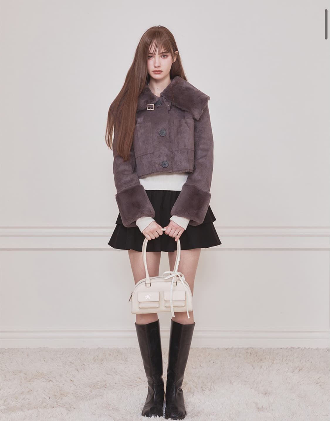 낫유어로즈 리버시블 세일러 무스탕 차콜 상품이미지2