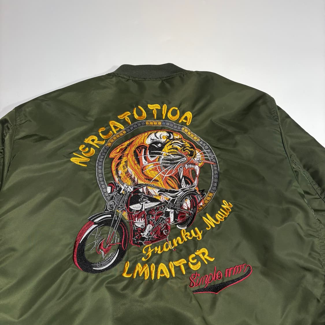 빈티지 타이거굿 패치 포인트 카키 항공 점퍼 상품이미지7