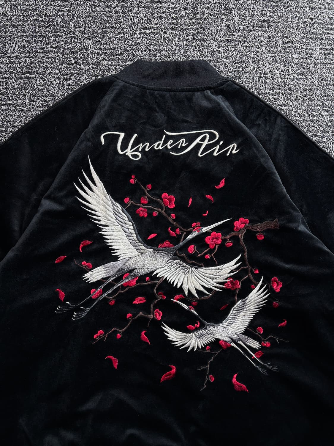 언더에어 두루미 자수 벨벳 스카쟌 3746 상품이미지1