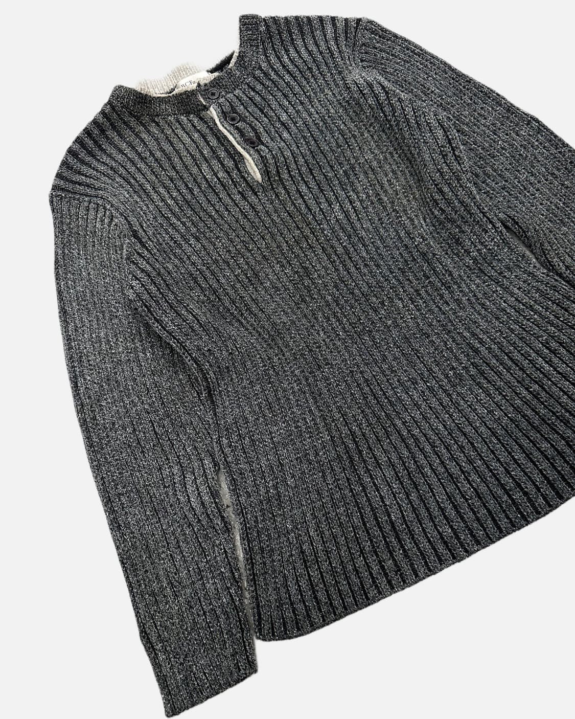 grunge ribbed button-neck knit 상품이미지2
