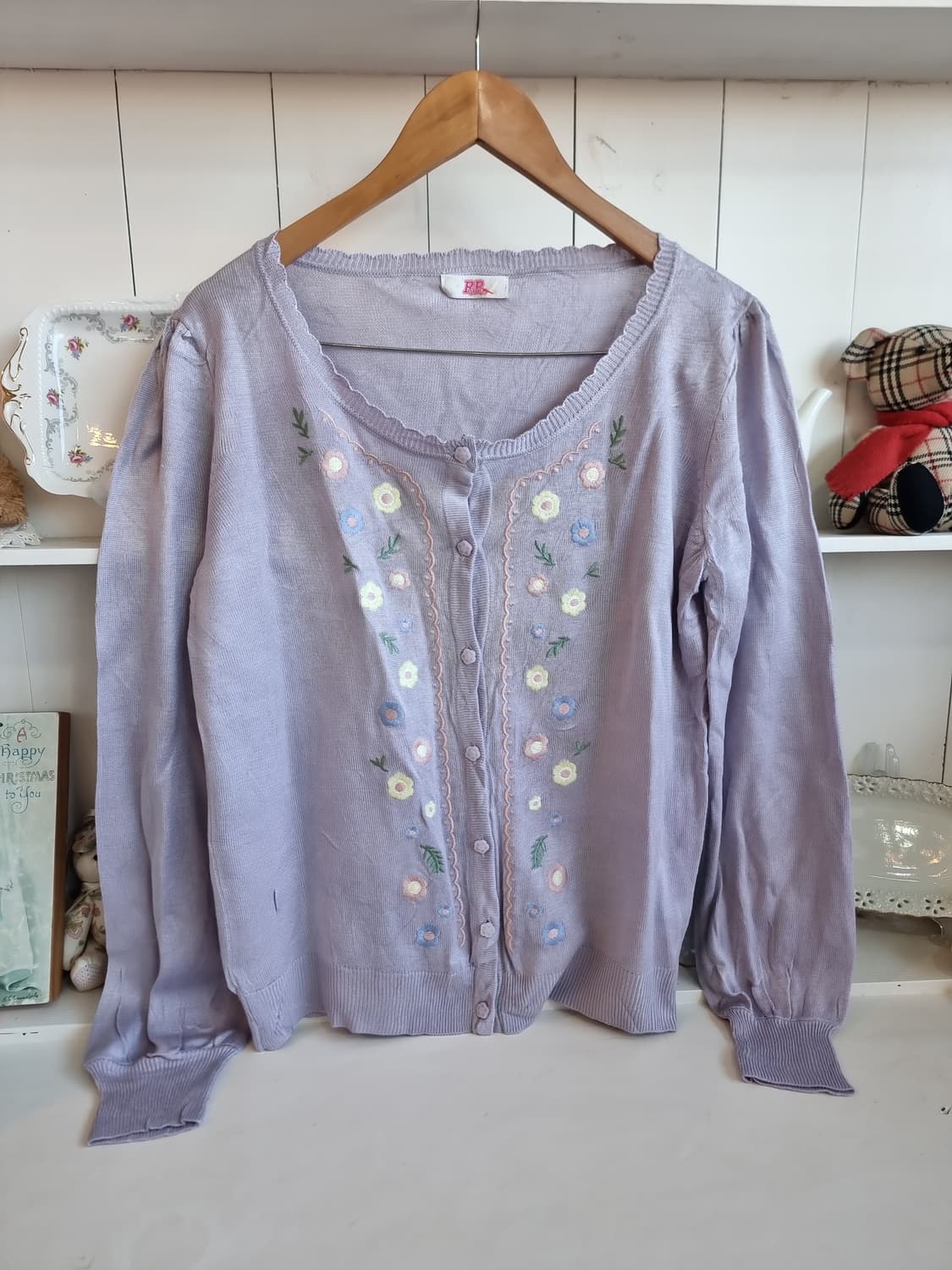 플라워 자수 퍼플 가디건 상품이미지1