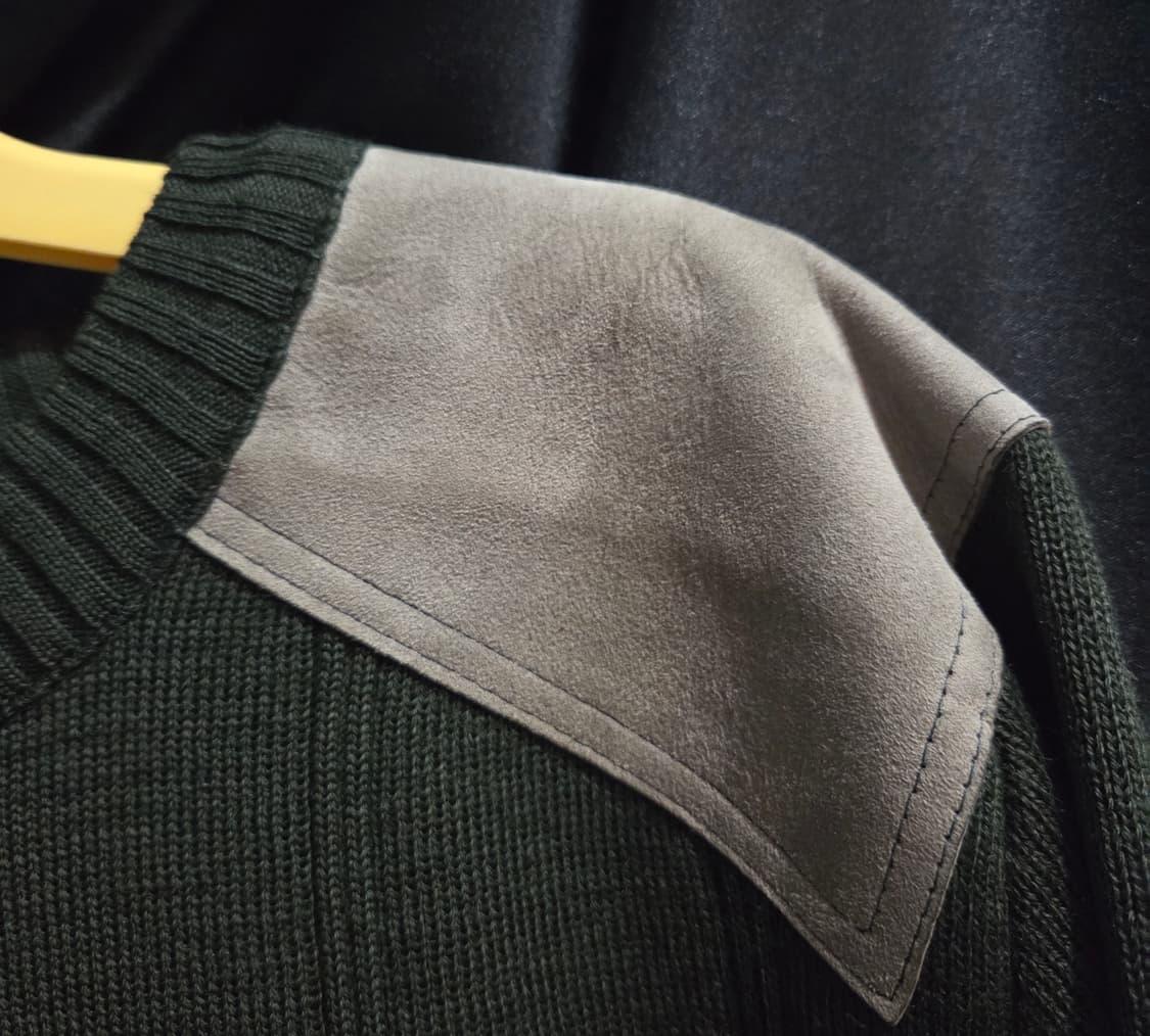 90's 버버리 코만도 스웨이드 엘보패치 울 니트 스웨터 상품이미지7