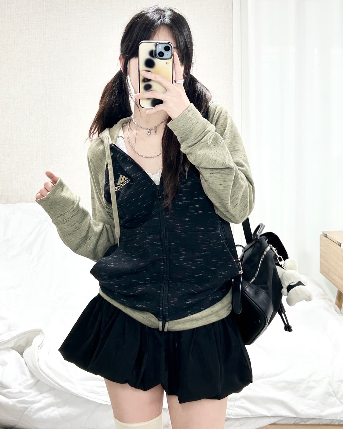 아디다스 카키배색 후드집업 상품이미지4