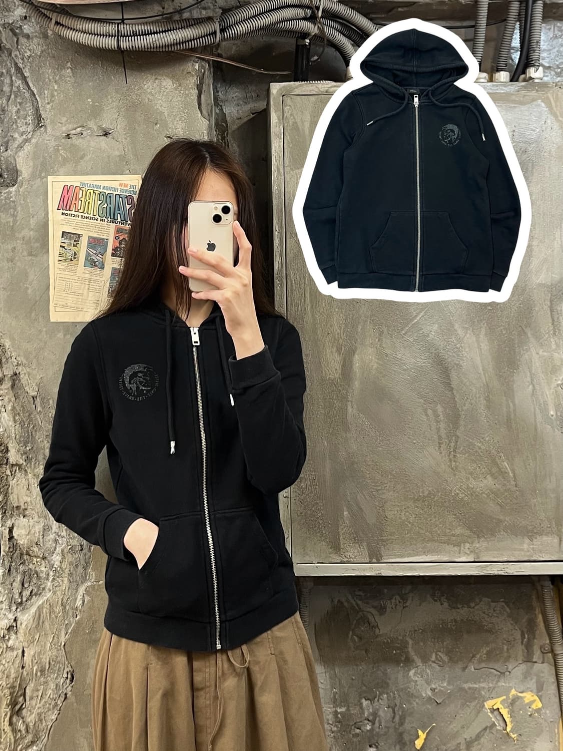디젤 후드집업 블랙 2XS #csz634 상품이미지1