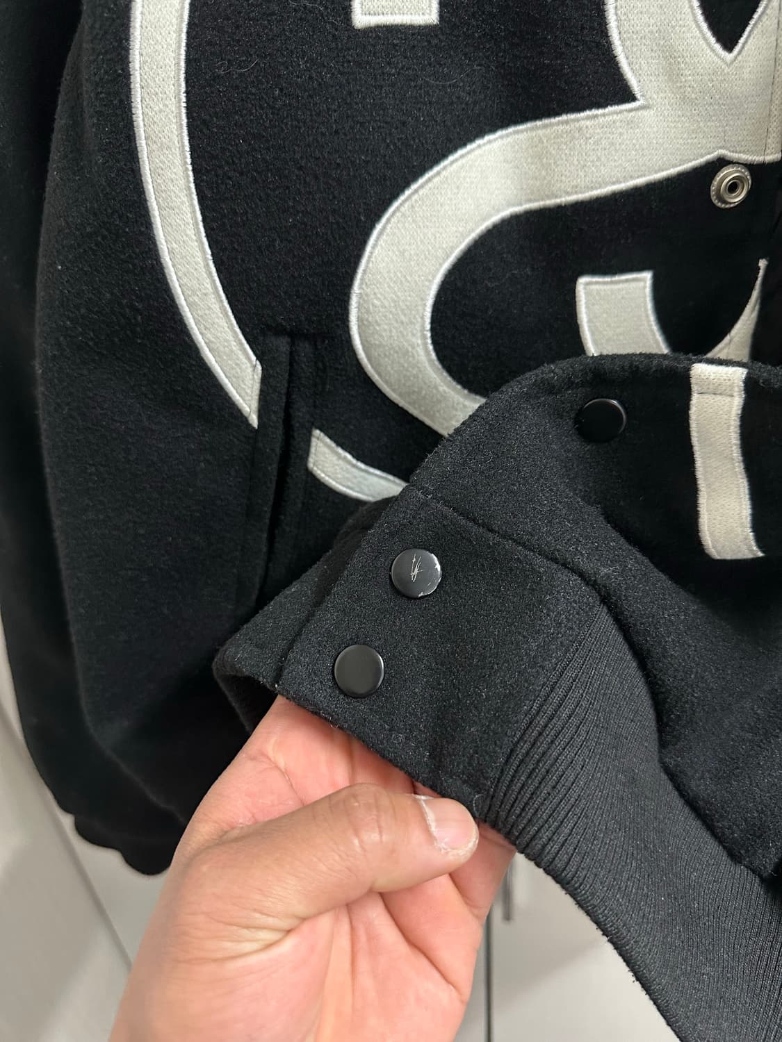 스투시 블랙 바시티 자켓 XL 상품이미지3