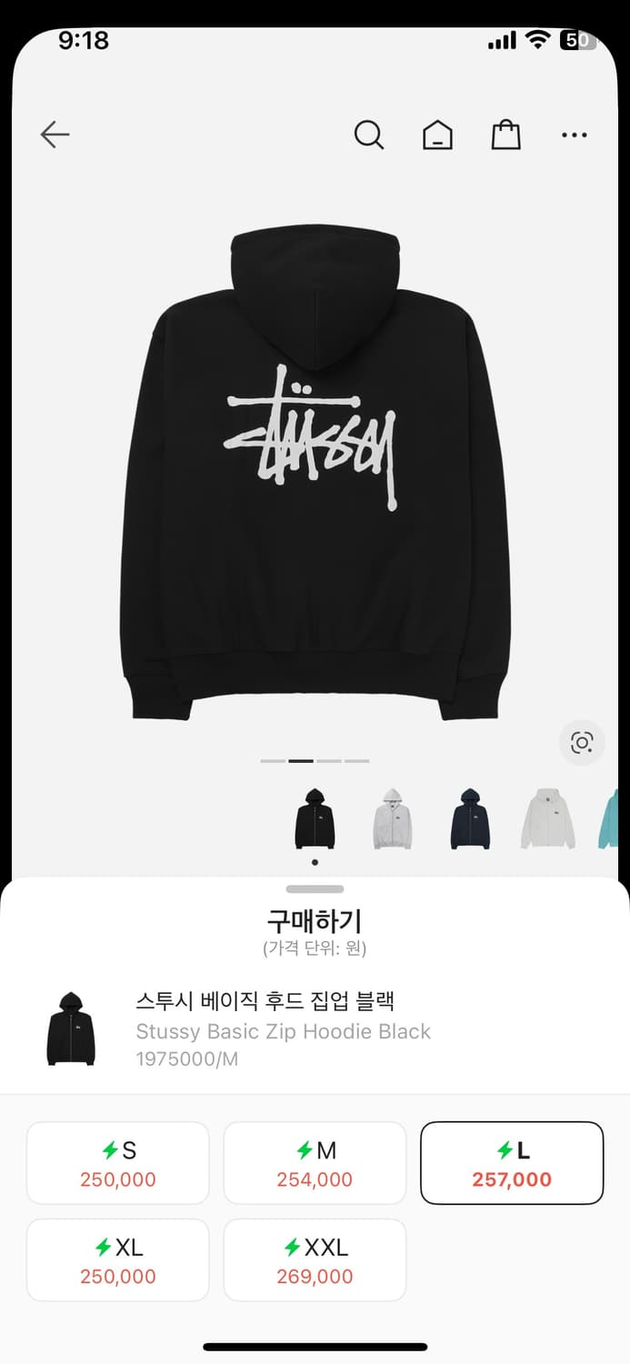 스투시 베이직 후드집업 블랙 L 상품이미지1