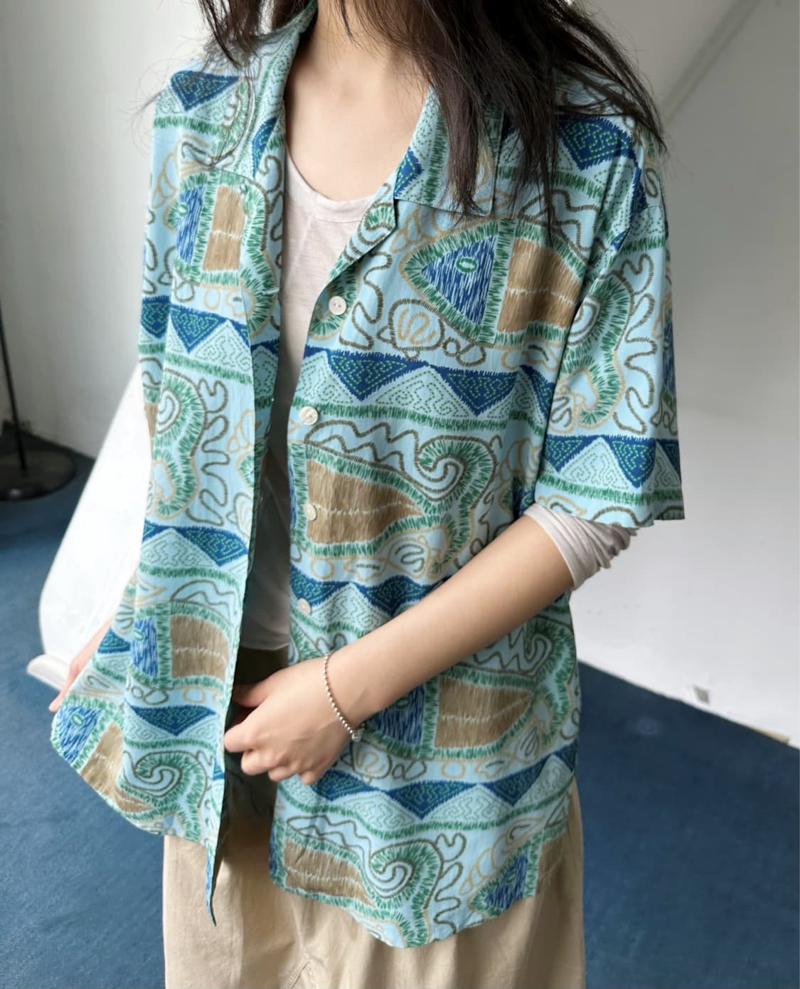 Tencel blend design patterned BIG H/S sh 상품이미지5