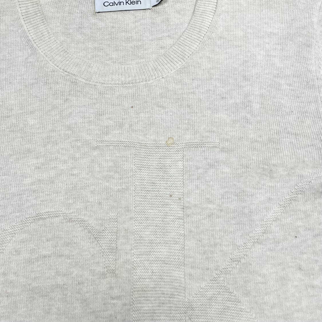 캘빈클라인 시그니처로고 베이지 면 니트 여성S 상품이미지3