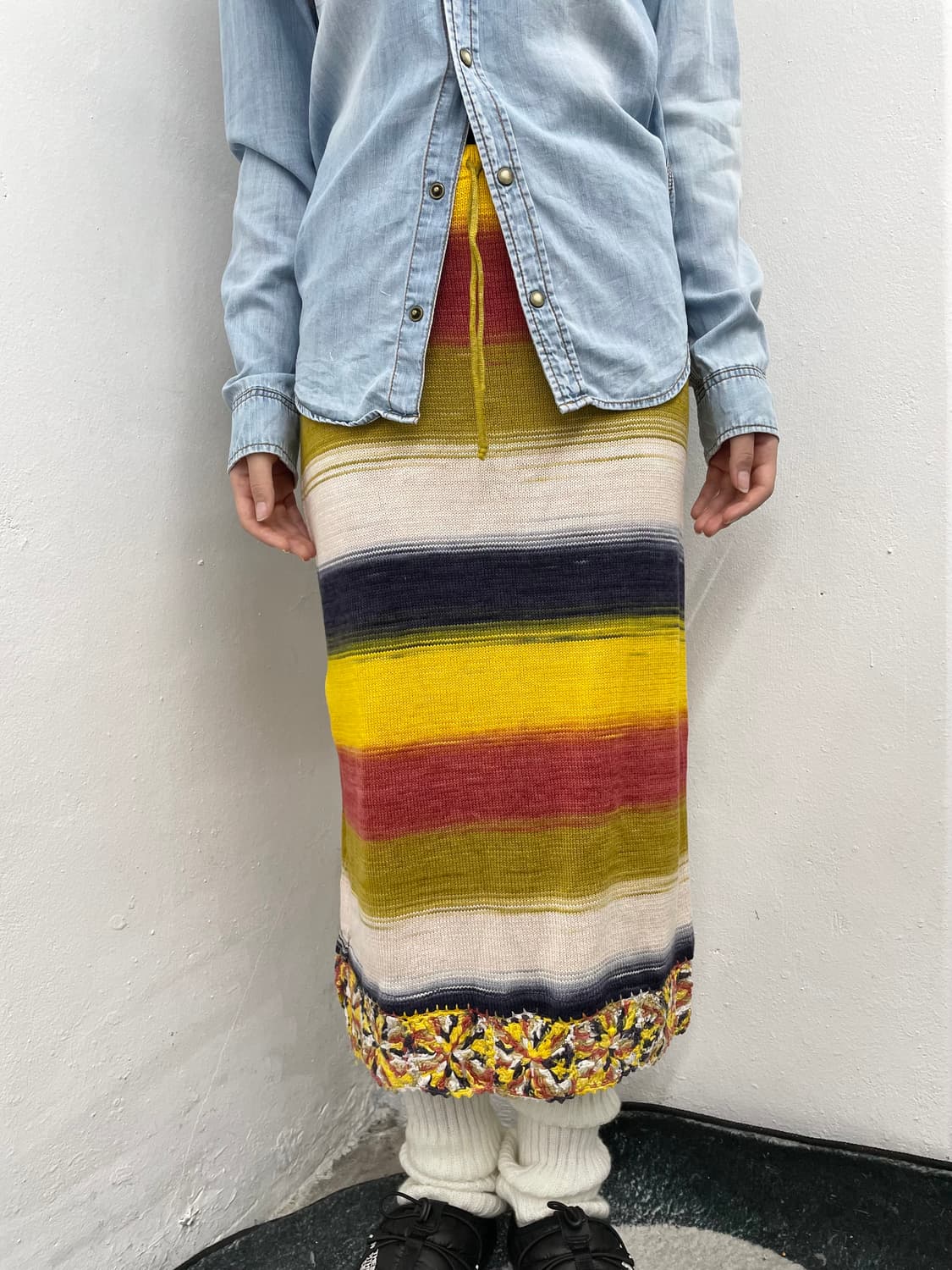 하구미 무지개떡 니트 크로셰 스커트 상품이미지4