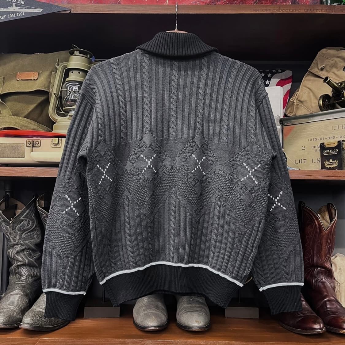 90s dunhill 던힐 이태리 숄카라 꽈배기 패턴 니트 N424 상품이미지2