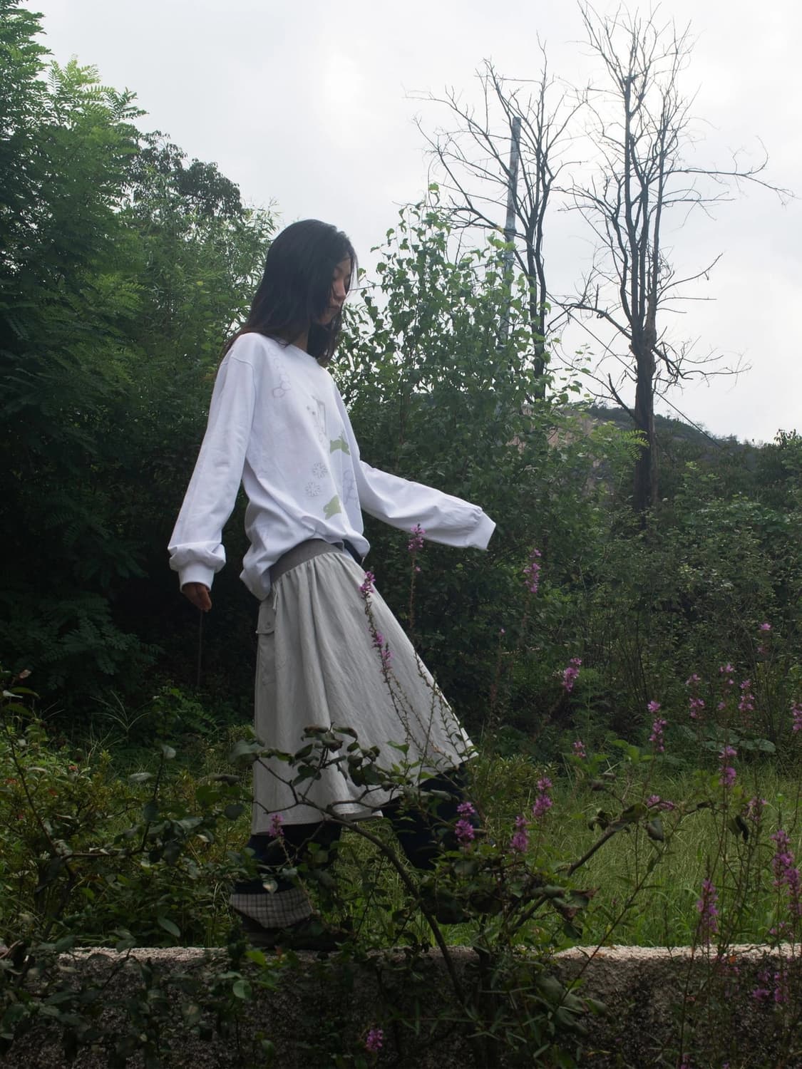 온스카 FLARE RIB SKIRT 플레어 립 스커트 그레이 상품이미지4