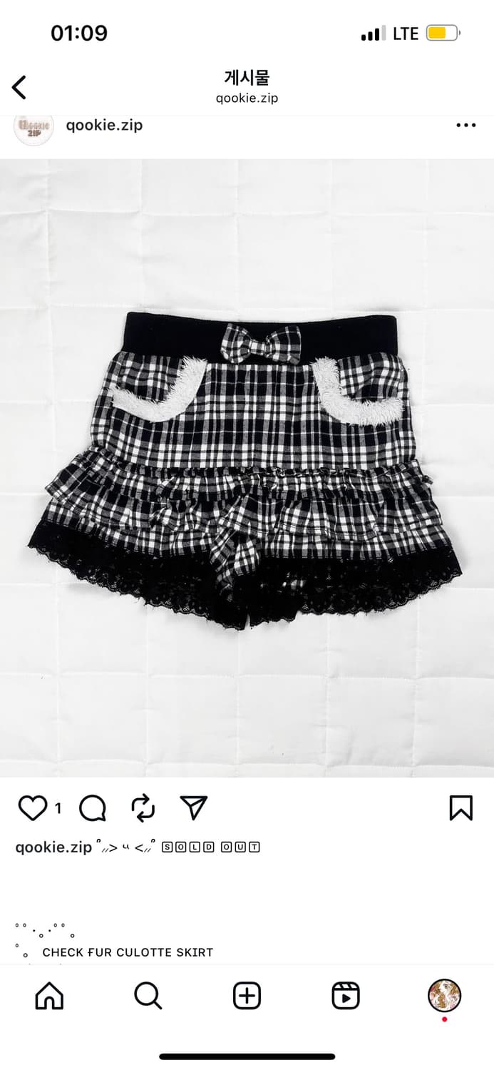 트랄라라깔 리본 체크 퍼 큐롯 스커트 리즈리사 디어리 히메갸루 폼포넷 상품이미지1