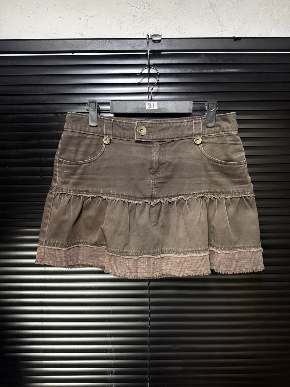 ONLY 브라운 갈색 캉캉 체크 데님 치마 에스닉 31 갸루 로리걸 펑크 상품이미지2