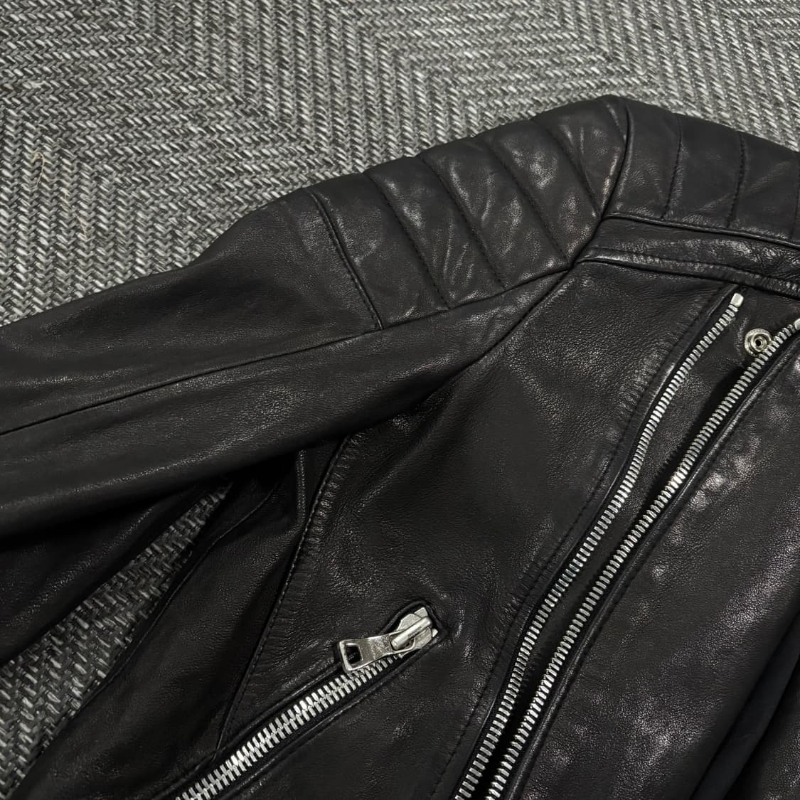 급처 발망 스타일 바이커 램스킨 자켓 상품이미지6