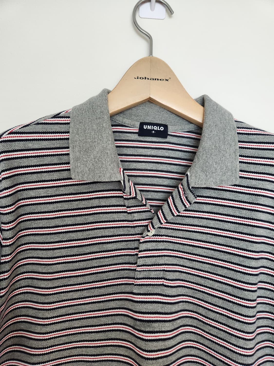 남자 유니클로 스트라이프 반팔 카라티 M 상품이미지3