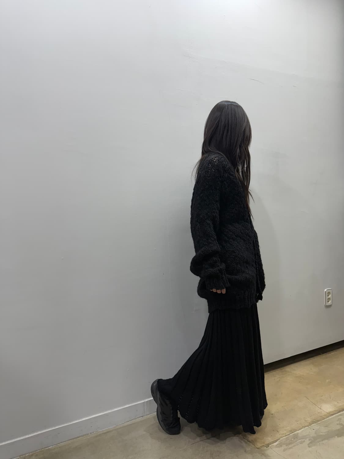 꼼데가르송 robe de chambre 울 플리츠 펀칭 롱 스커트 상품이미지10