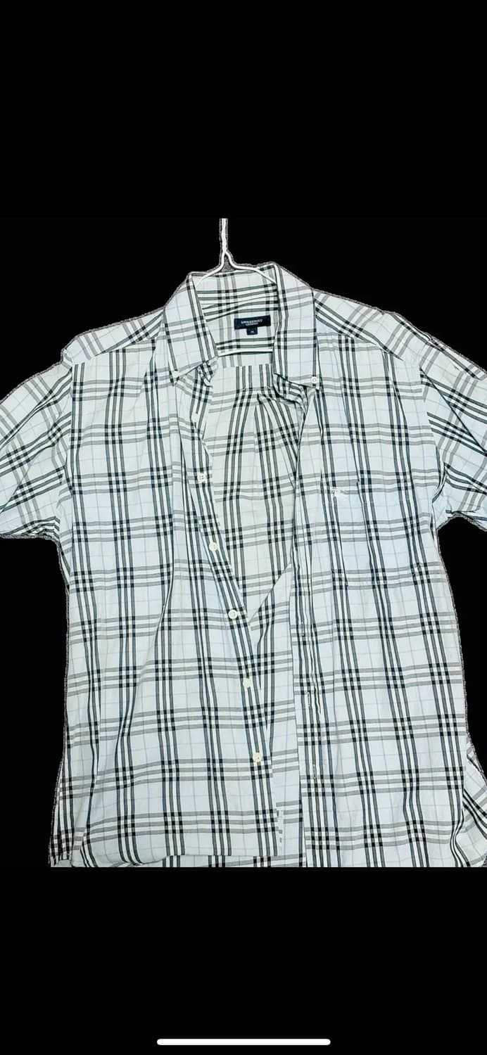 버버리 런던 베이비블루 체크 반팔셔츠 M 상품이미지1