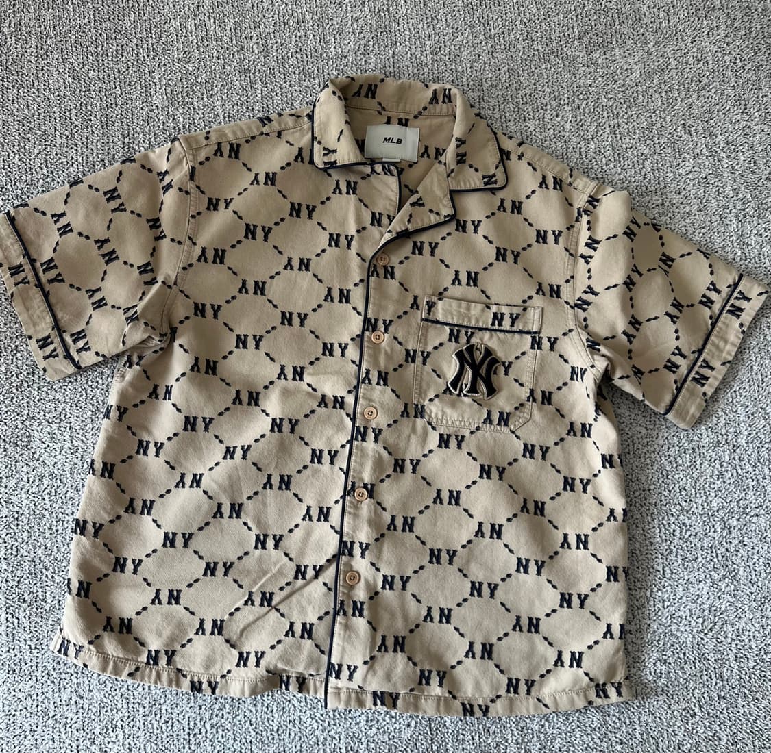 엠엘비　다이아 모노그램 코튼 자카드 반팔 셔츠 NY  상품이미지2