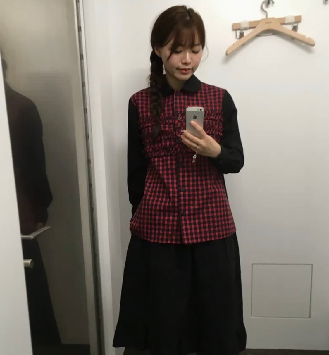 ntc ohesio 오헤시오 프릴 레드 체크 셔츠 꼼데가르송 코이세이오 상품이미지2