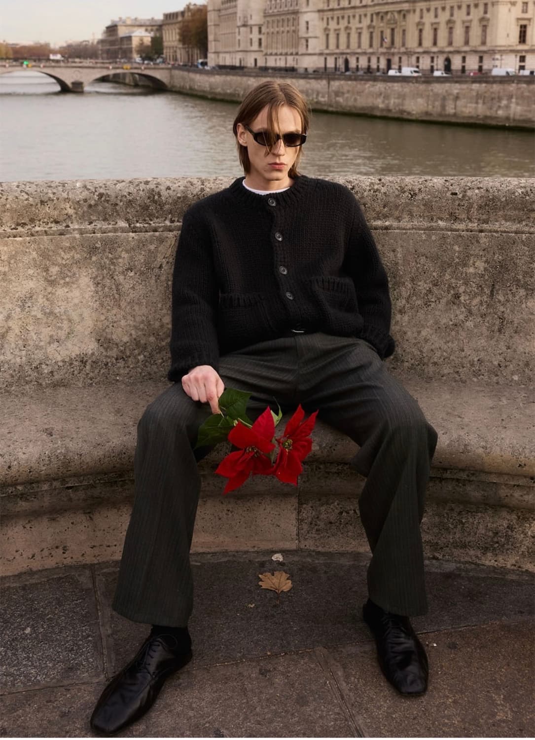 [M] STU 에스티유 크리즈드 벨트 슬랙스 차콜 팝니다. 상품이미지1