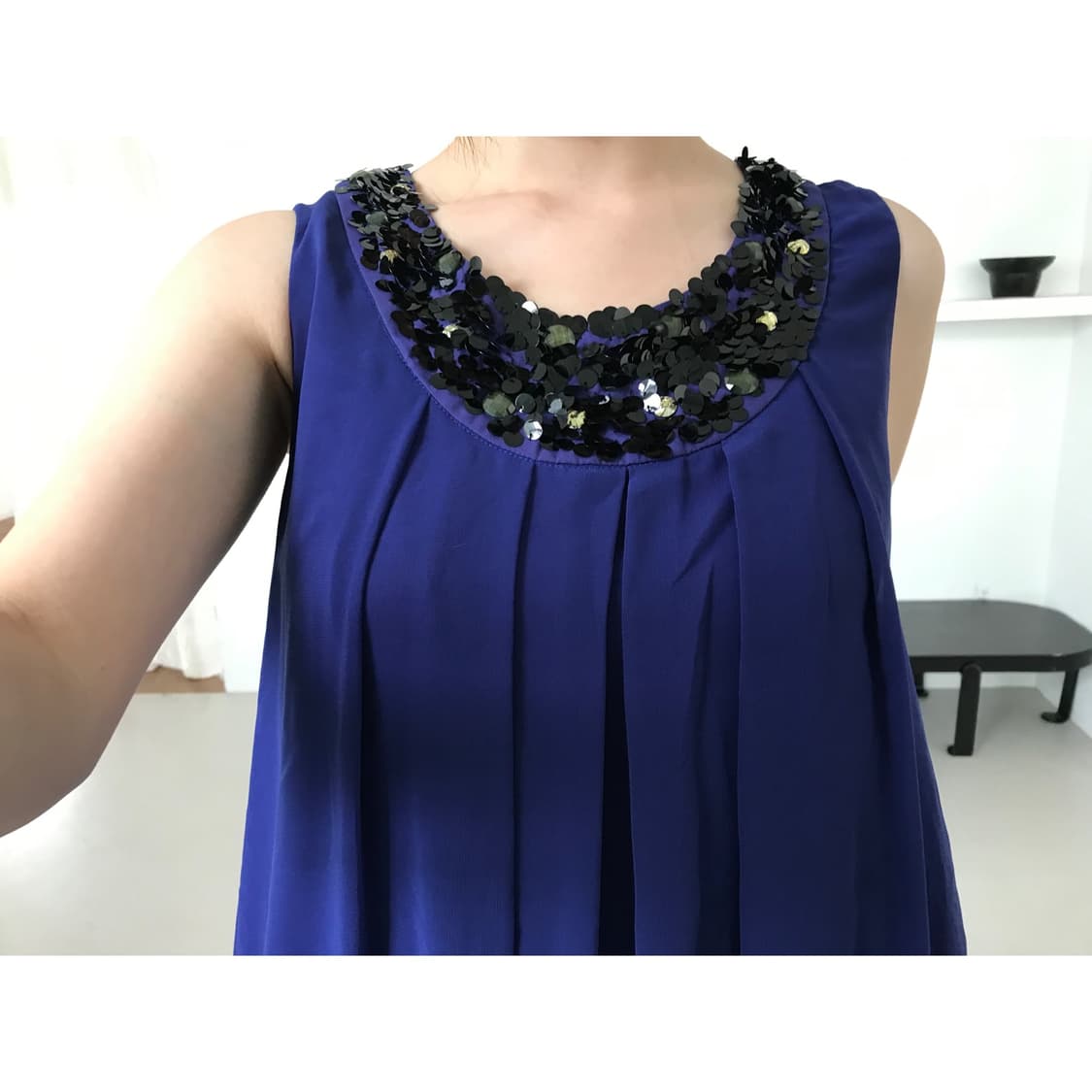 vintage navy draped balloon one-piece 상품이미지3