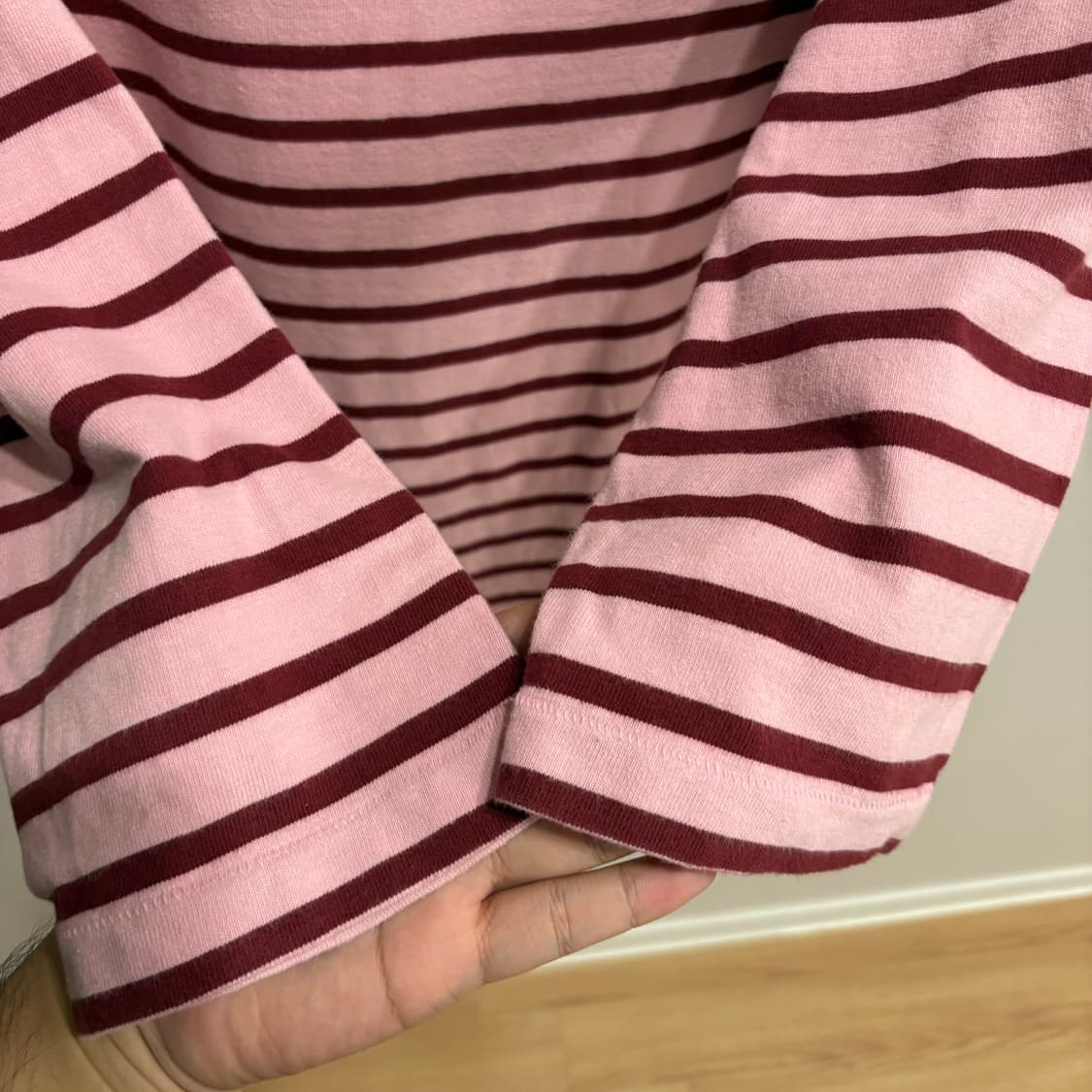 럭키슈에뜨 핑크/버건디 스트라이프 티셔츠 상품이미지5
