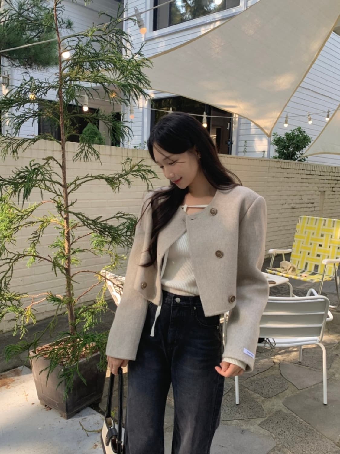 (새상품)더블 버튼 핸드메이드 숏 코트 상품이미지9