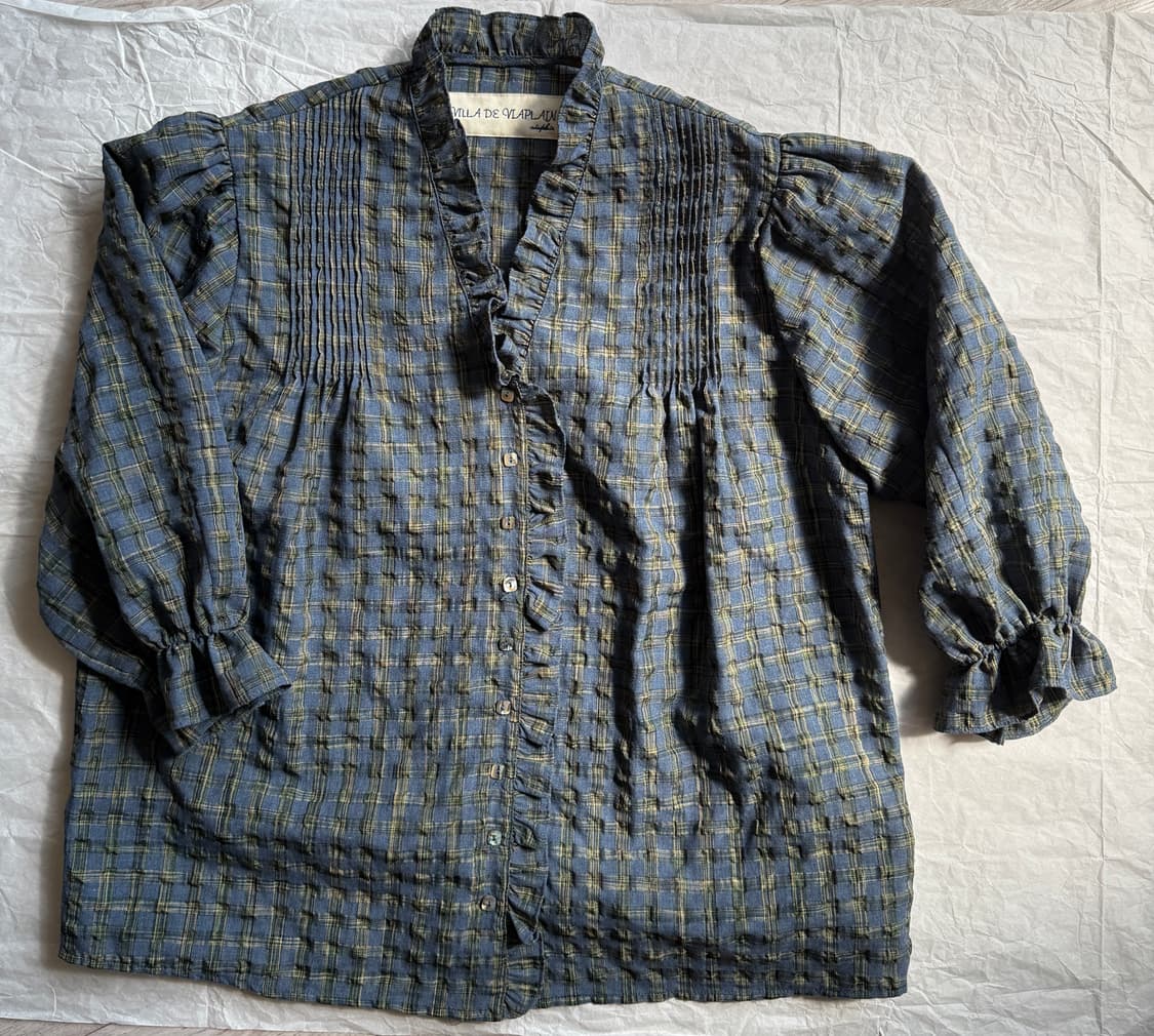 비아 플레인 체크 블라우스 사이즈 프리 상품이미지2