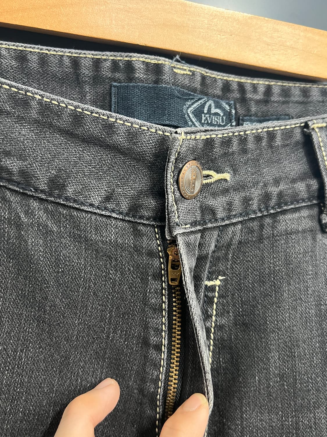 Evisu 에비수 엔지니어드 나팔핏 부츠컷 흑청 데님 팬츠 상품이미지6