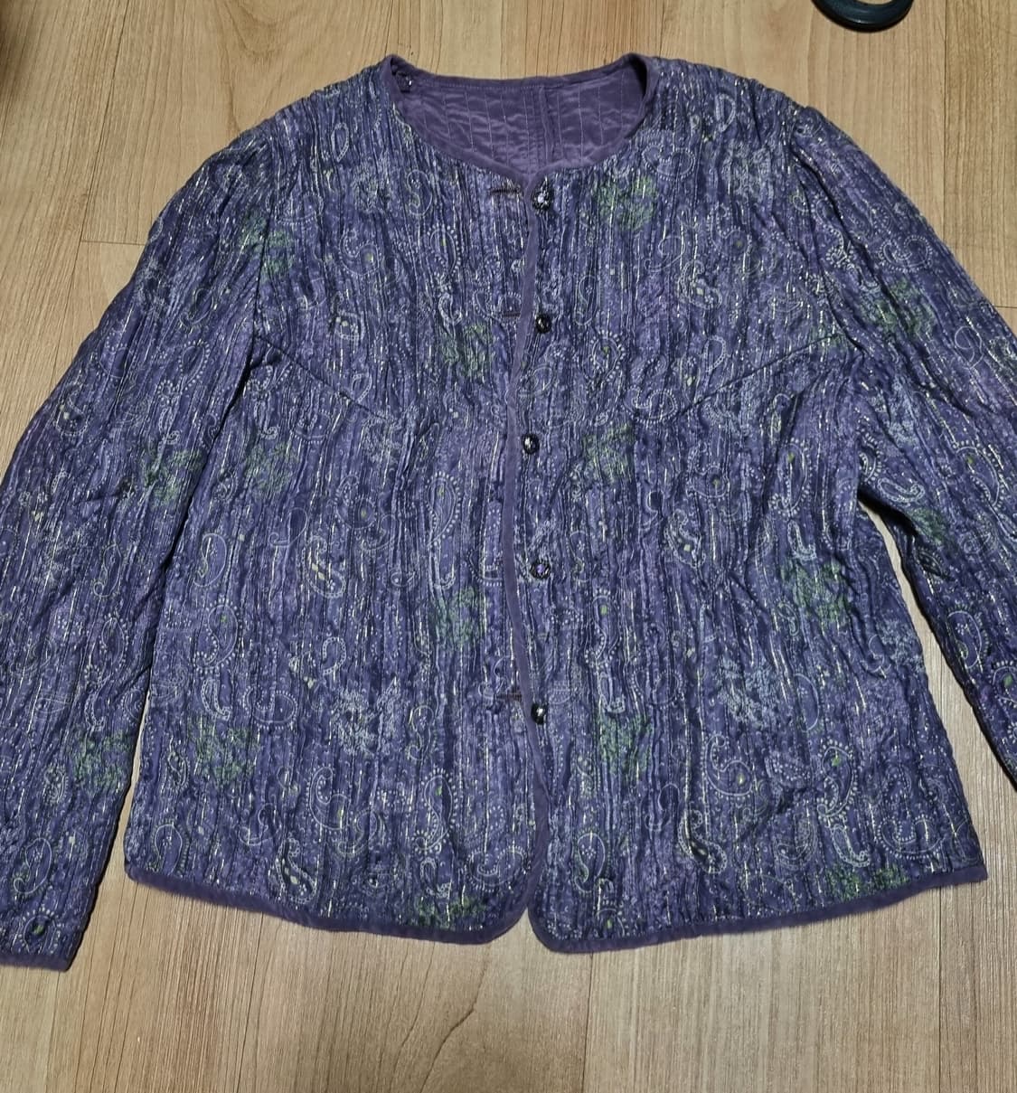 빈티지 긴팔 가디건 퀄팅 자켓 퍼플 상품이미지1