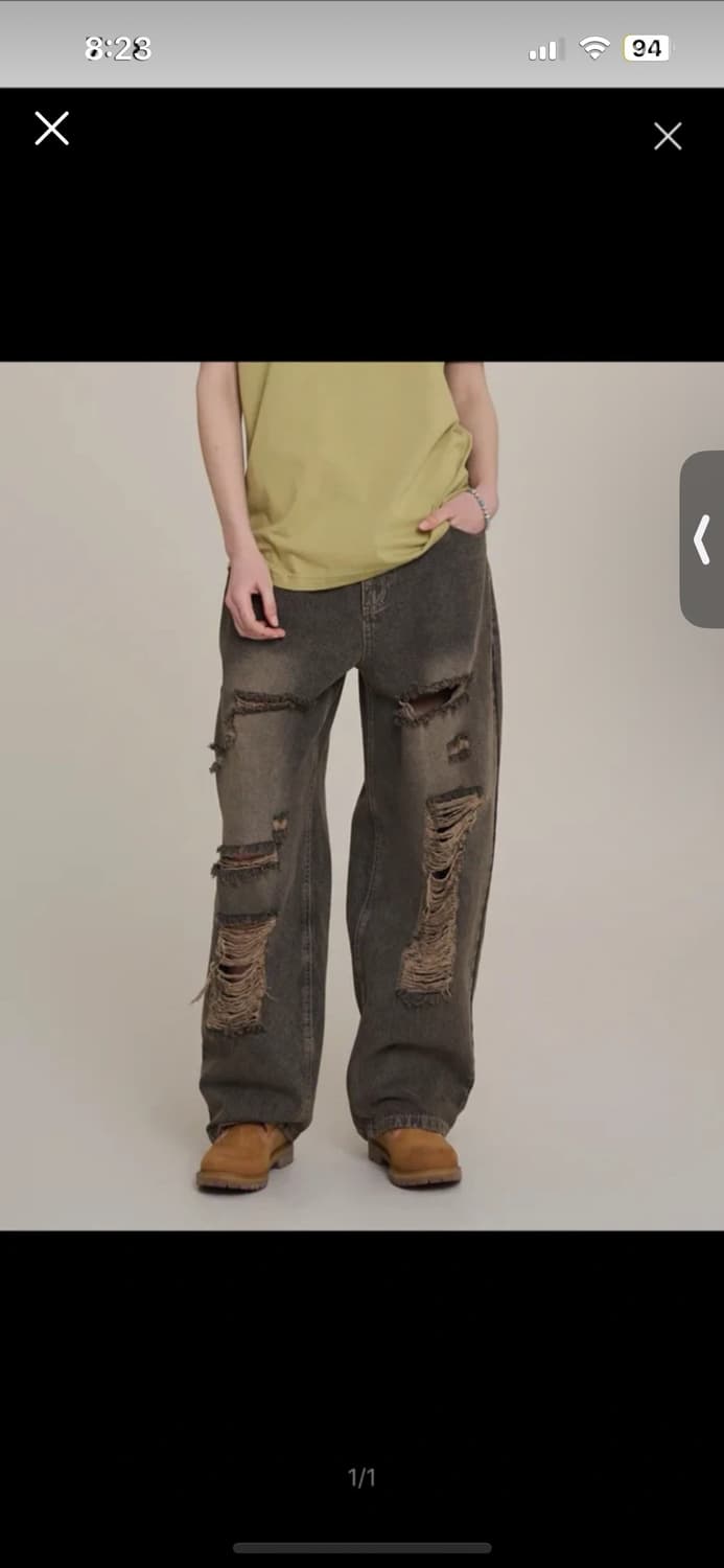 슈퍼서브 디스트로이드 워싱 데님 팬츠s - 워시드 브라운 택달린새것 상품이미지1