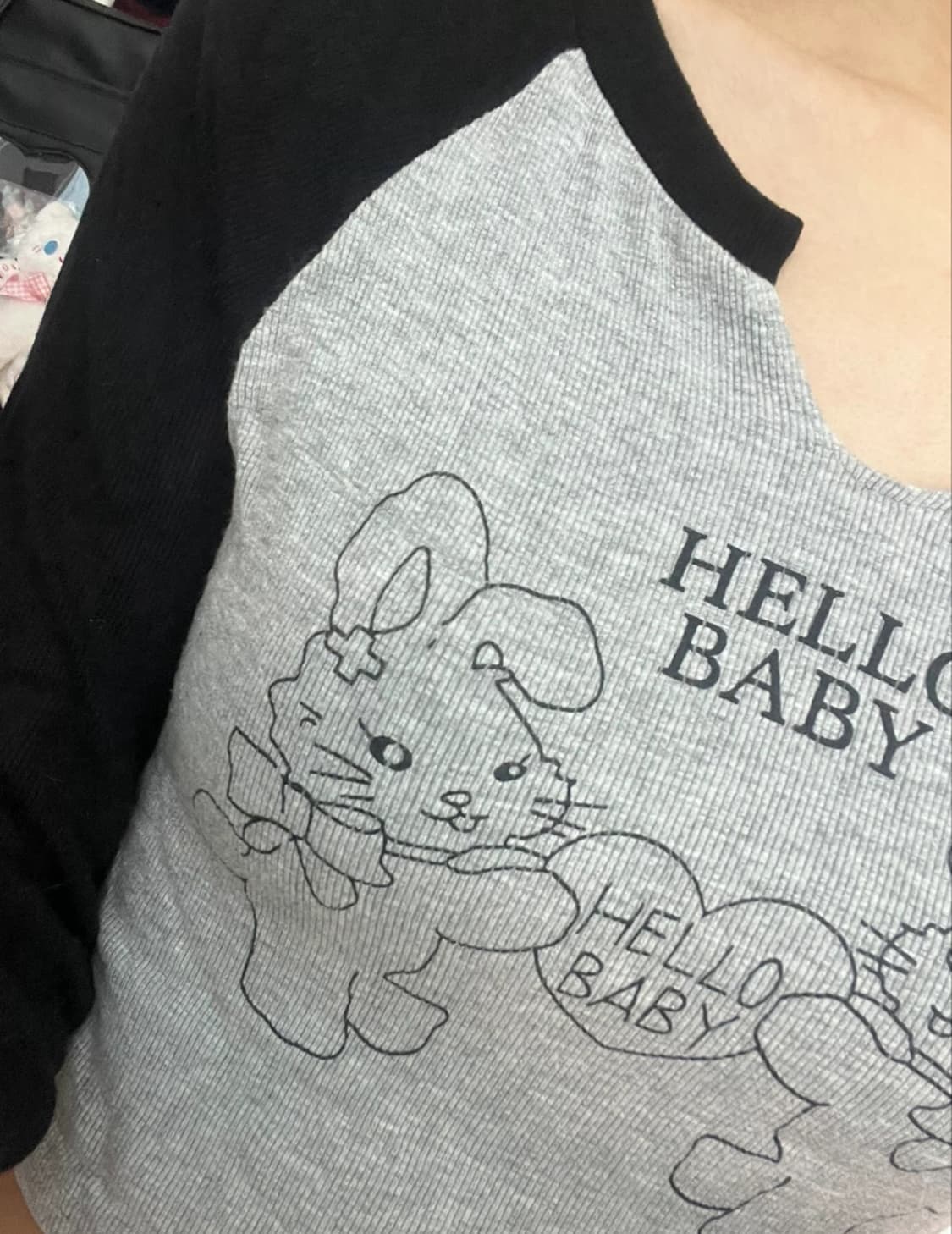 y2k 키치 유니크 힙한 크롭 토끼 긴팔티 상품이미지2