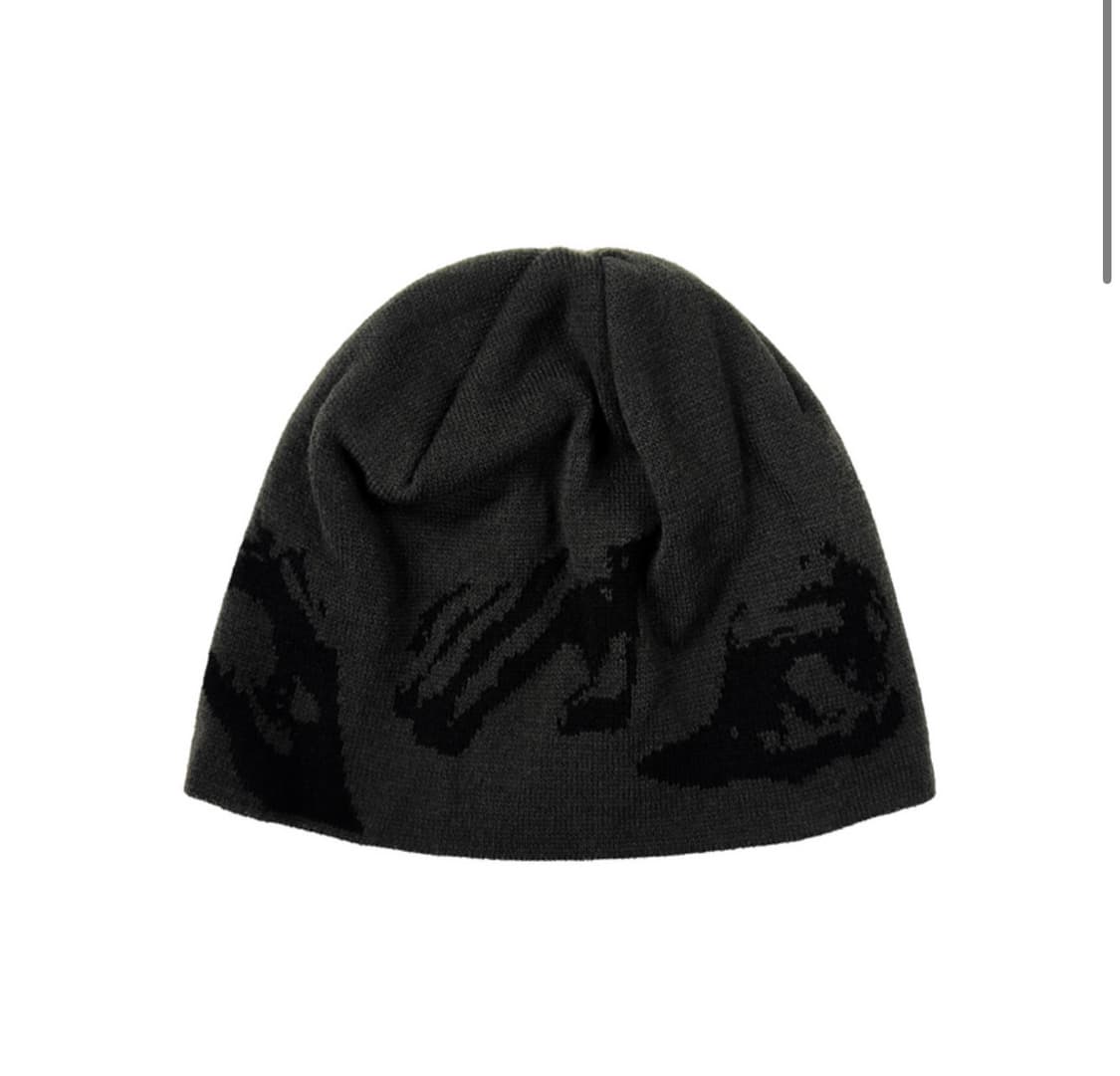 자카드 핸드 그립 비니 차콜 상품이미지2