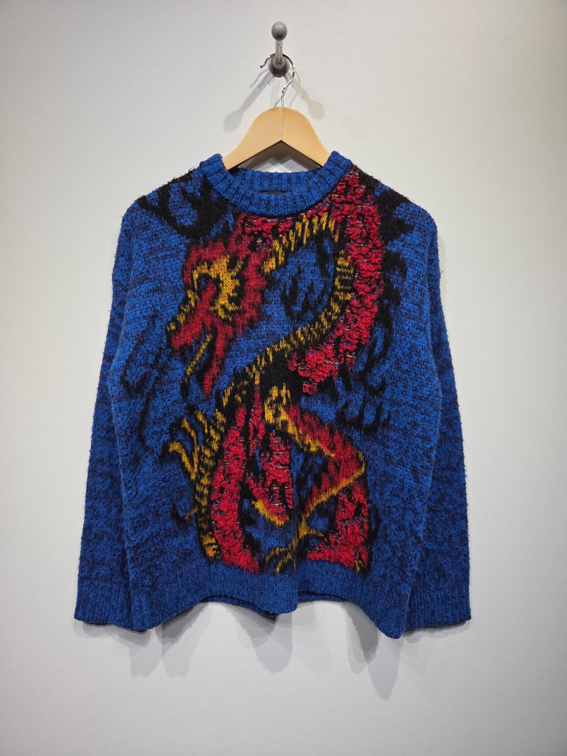 저스트 카발리(Just Cavalli) 텍스처 드래곤 블루 니트 상품이미지2