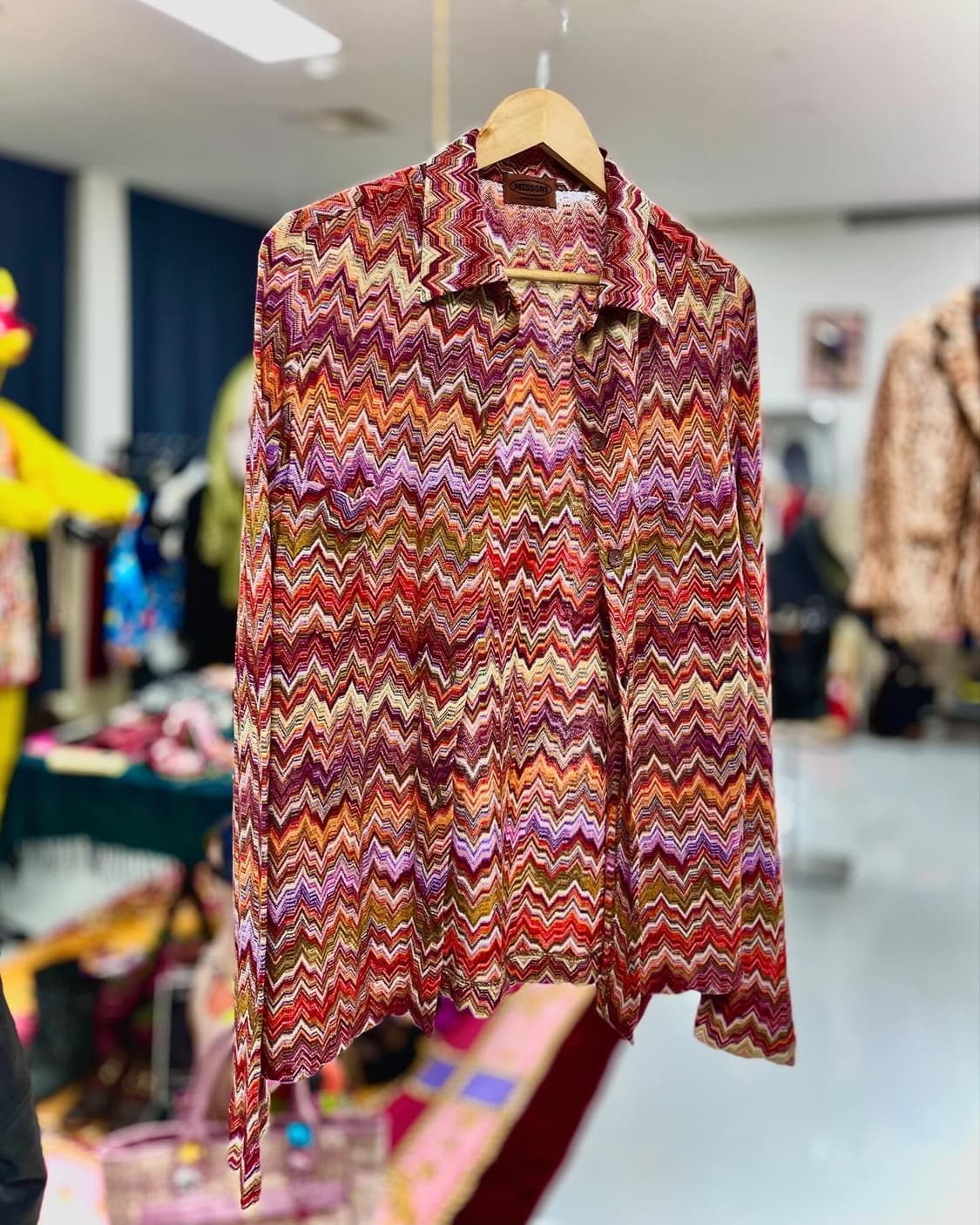 90s 미쏘니 트위스트 위빙 니트 셔츠 가디건 자켓 상품이미지3