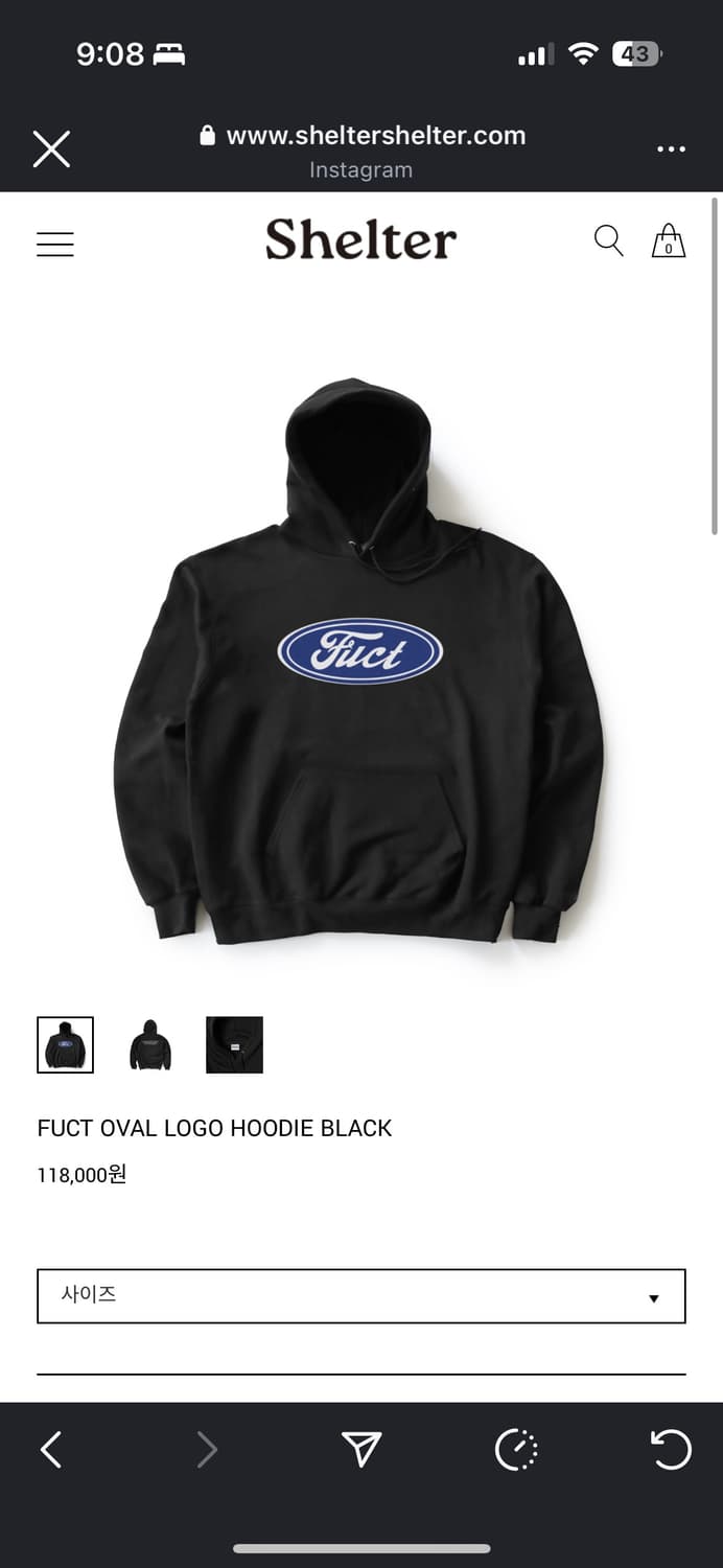 FUCT 퍽트 OVAL LOGO HOODIE BLACK M 상품이미지1