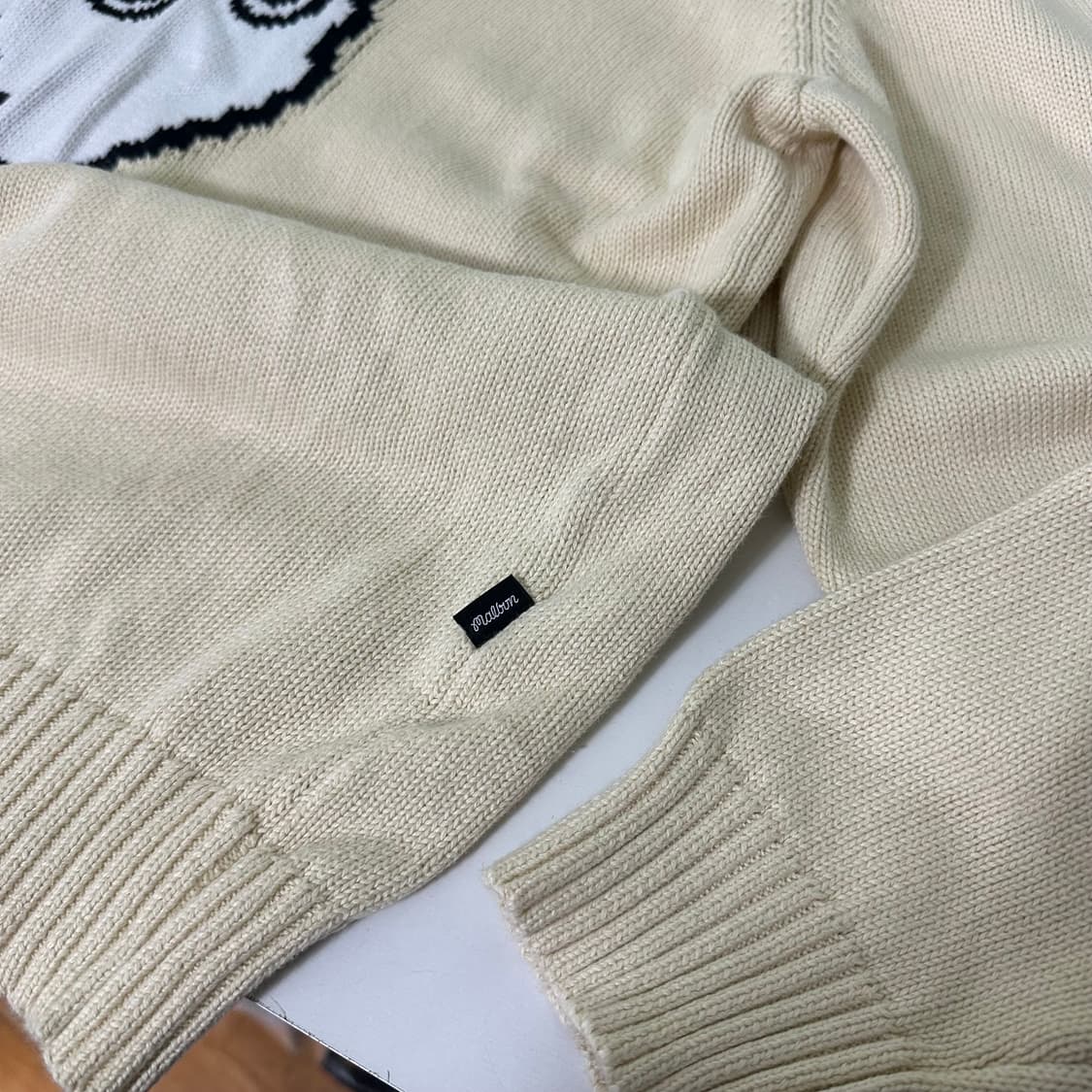 M 100 말본골프 아이보리 루즈핏 라운드면니트 상품이미지3