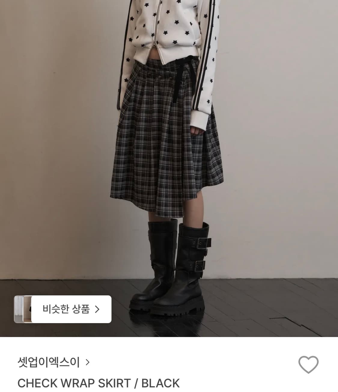 [새상품] 셋업이엑스이 체크 랩 스커트 상품이미지1