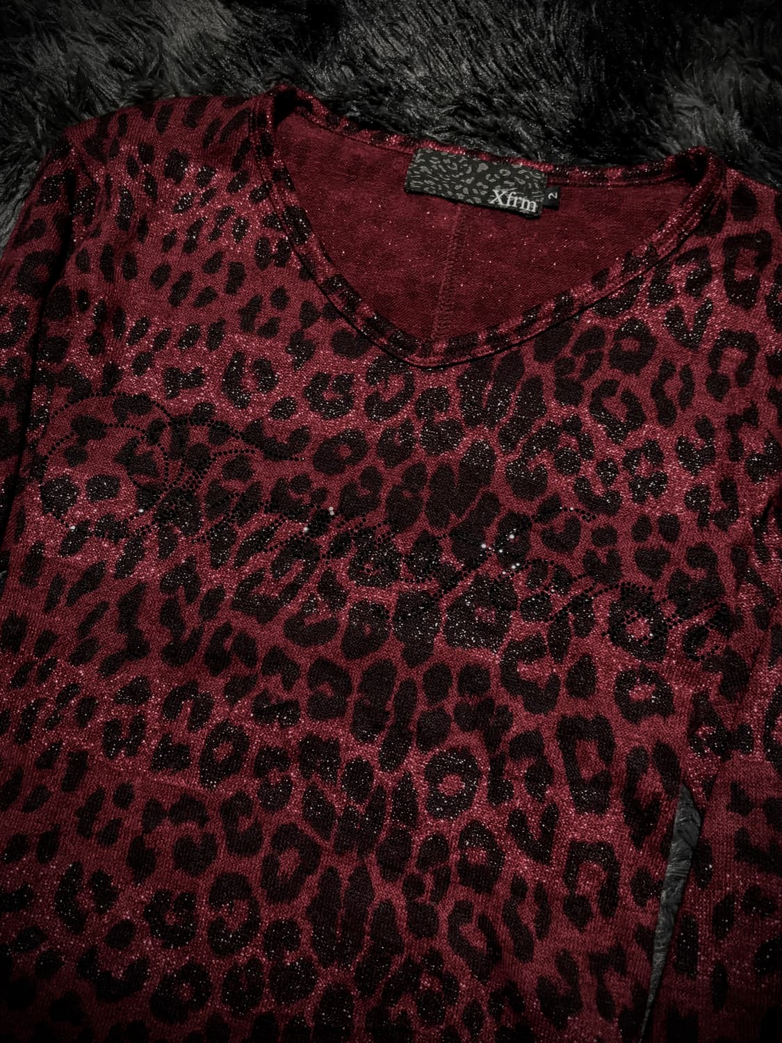 Xfrm 버건디 레오파드 글리터 롱슬리브 상품이미지3