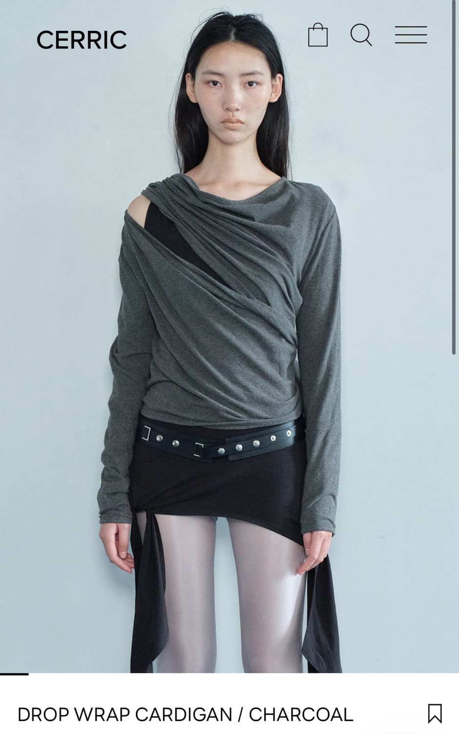 Cerric drop wrap cardigan charcoal 상품이미지1