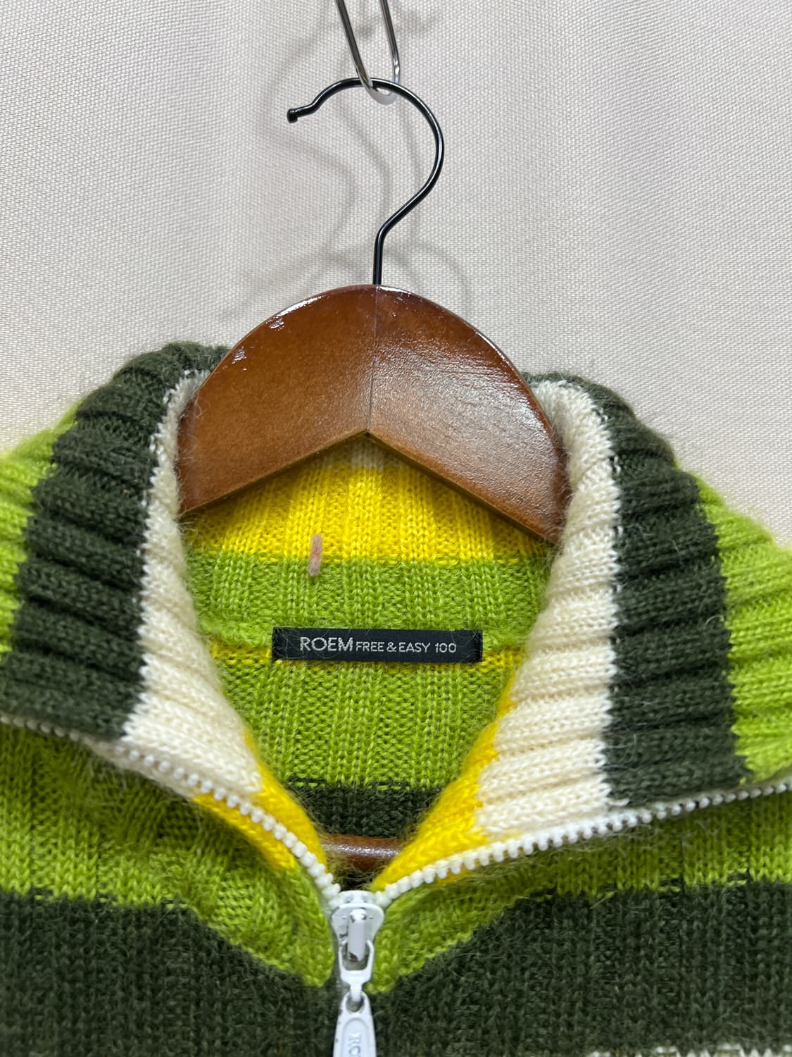 Roem 빈티지 여성 스트라이프 롱 니트집업 자켓  상품이미지5